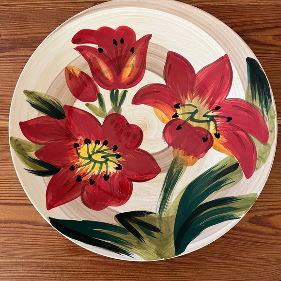 Vintage Hand-Painted Hawaiin Floral Decorative Plate